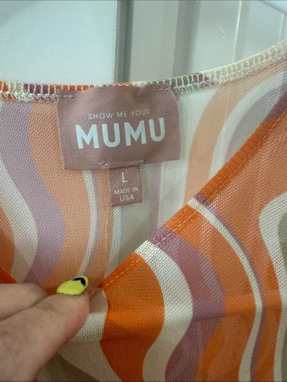 Show Me Your MuMu Orange Wave-Print Maxi sheer dress size L - Picture 2 of 6